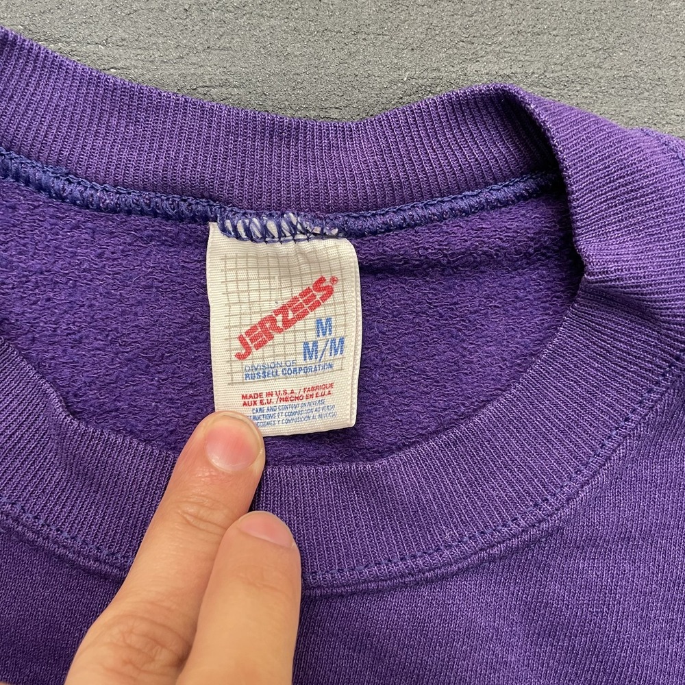 Vintage Wyoming Graphic Sweatshirt Men Medium Purple 1990s Jerzees - Picture 4 of 8